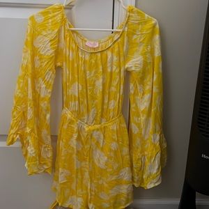 Pink Lily Yellow Romper